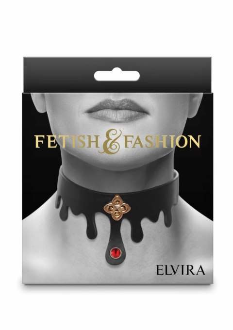 Fetish & Fashion Elvira Collar z ozdobnym rubinem i złotym detalem, regulowany