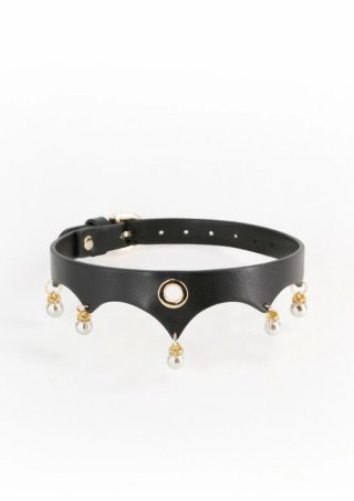 Fetish & Fashion Jezebel Collar złote akcenty perły regulowany 29-40cm