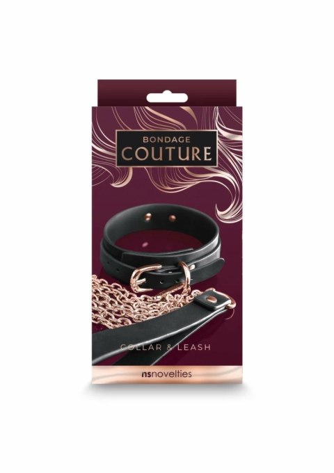 NS Novelties Bondage Couture Collar & Leash elegancki komplet granatowy