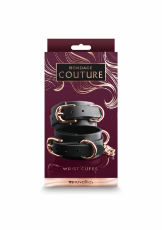 NS Novelties Bondage Couture Wrist Cuffs eleganckie kajdanki granatowe
