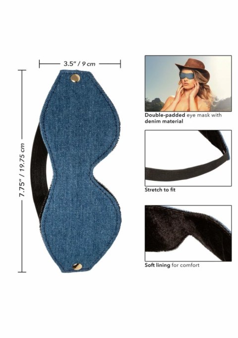 Ride Em Denim Eye Mask opaska na oczy z miękkiego denimu podwojnie wyściełana