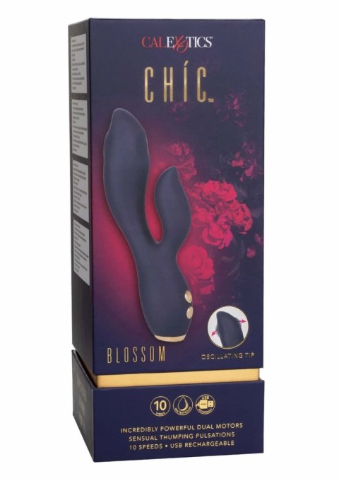 CalExotics Chic Blossom - dwusilnikowy masażer intymny, fioletowy