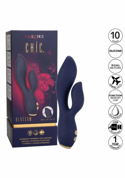 CalExotics Chic Blossom - dwusilnikowy masażer intymny, fioletowy