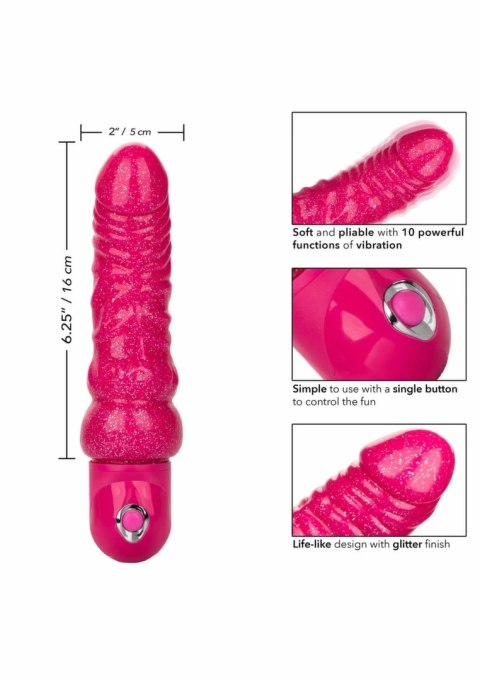 CalExotics Lady Boner Bendable Vibrator rożowy elastyczny model z brokatem