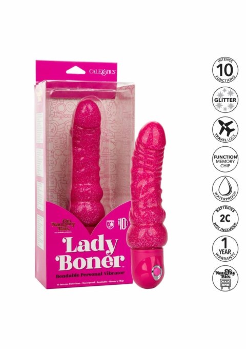 CalExotics Lady Boner Bendable Vibrator rożowy elastyczny model z brokatem
