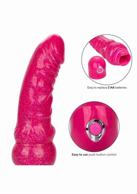 CalExotics Lady Boner Bendable Vibrator rożowy elastyczny model z brokatem