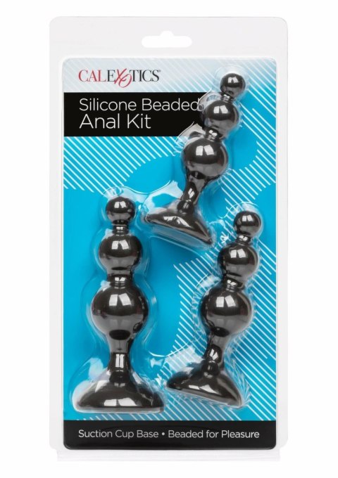 CalExotics Silicone Beaded Anal Kit zestaw silikonowy 3 rozmiary czarny