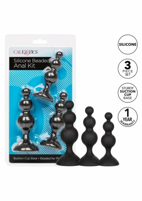 CalExotics Silicone Beaded Anal Kit zestaw silikonowy 3 rozmiary czarny