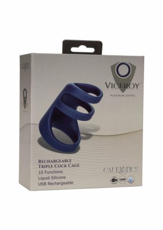 CalExotics Viceroy Rechargeable Triple Cock Cage silikonowy pierścień wibrujący