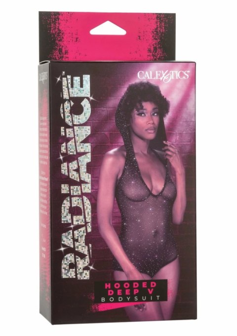 Radiance Hooded Deep V Bodysuit z kapturem, siateczka, uniwersalny rozmiar