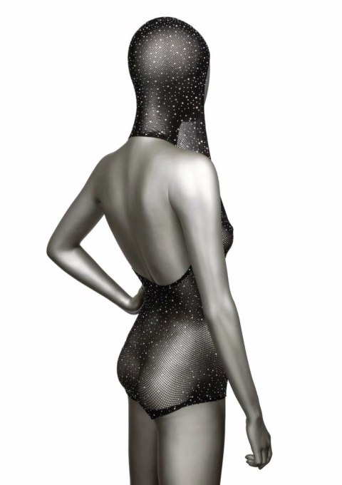 Radiance Hooded Deep V Bodysuit z kapturem, siateczka, uniwersalny rozmiar