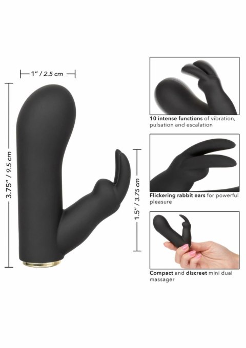 Raven Bunny mini masażer dwufunkcyjny silikonowy IPX7 USB czarny