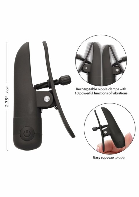 CalExotics Nipplettes - bezprzewodowe, regulowane klipsy wibrujące USB IPX7