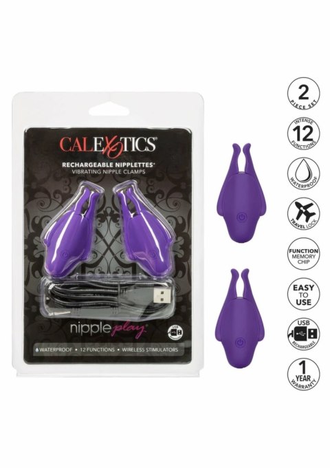 CalExotics Rechargeable Nipplettes - bezprzewodowe klipsy wibracyjne USB