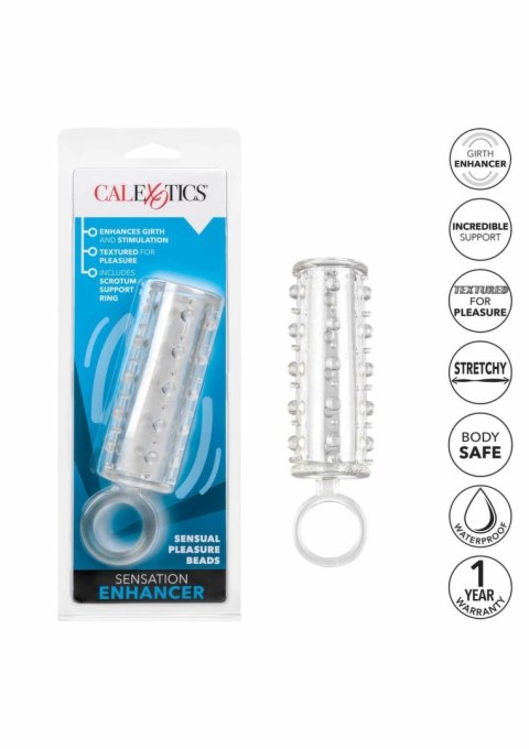 CalExotics Sensation Enhancer - elastyczny rękaw intymny z koralikami, TPE, open-end