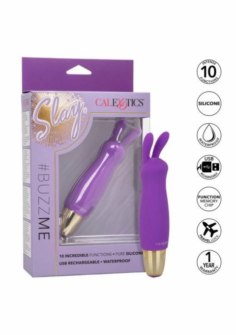 CalExotics Slay Buzz Me mini masażer z uszkami silikonowy fioletowy
