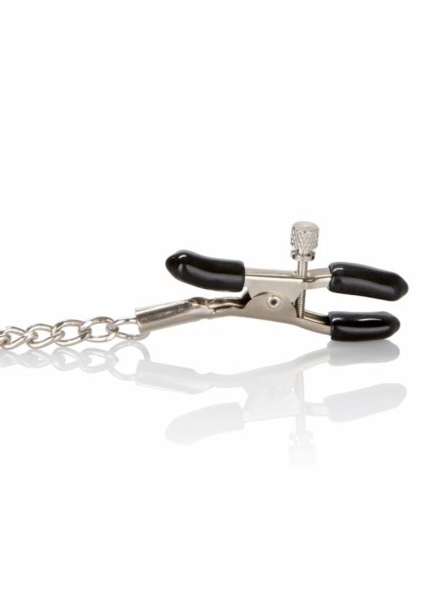 CalExotics Tiered Nipple Clamps regulowane z łańcuszkami, stal niklowana