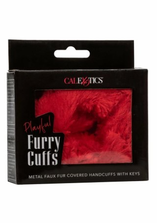 Playful Furry Cuffs kajdanki z futerkiem, regulowane, metalowe, czarne