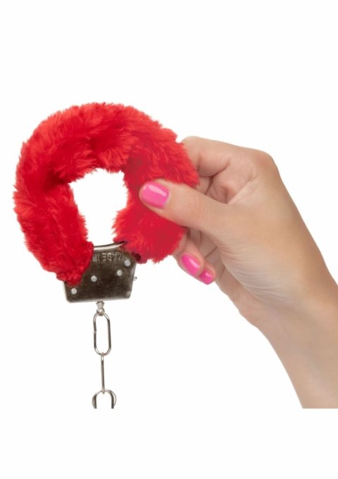 Playful Furry Cuffs kajdanki z futerkiem, regulowane, metalowe, czarne