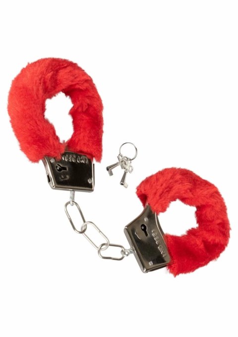 Playful Furry Cuffs kajdanki z futerkiem, regulowane, metalowe, czarne