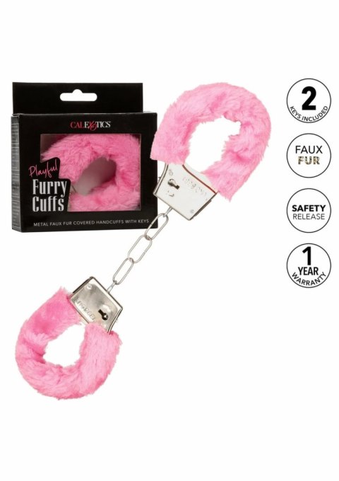Playful Furry Cuffs kajdanki z miękkim futerkiem, regulowane, czarne
