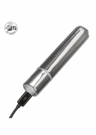 Rechargeable Bullet kompaktowy masażer wibracyjny USB 3 tryby srebrny