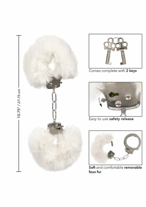 Ultra Fluffy Furry Cuffs kajdanki z futerkiem regulowane metalowe