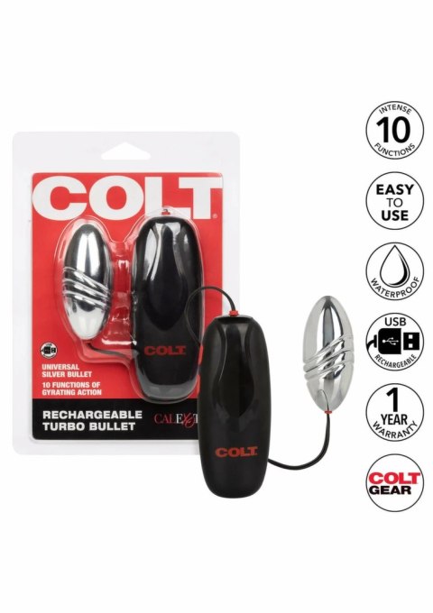 COLT Turbo Bullet - Wibrujący pocisk USB, 10 trybow, srebrny