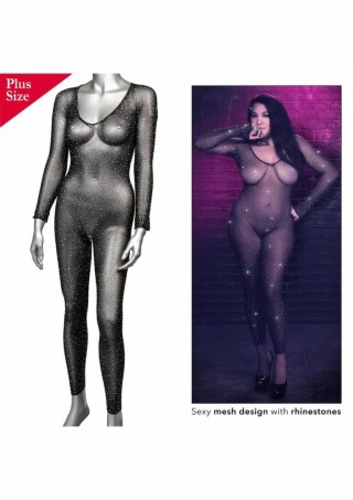 CalExotics Radiance Plus Size Bodystocking z siateczki z kryształkami 3XL