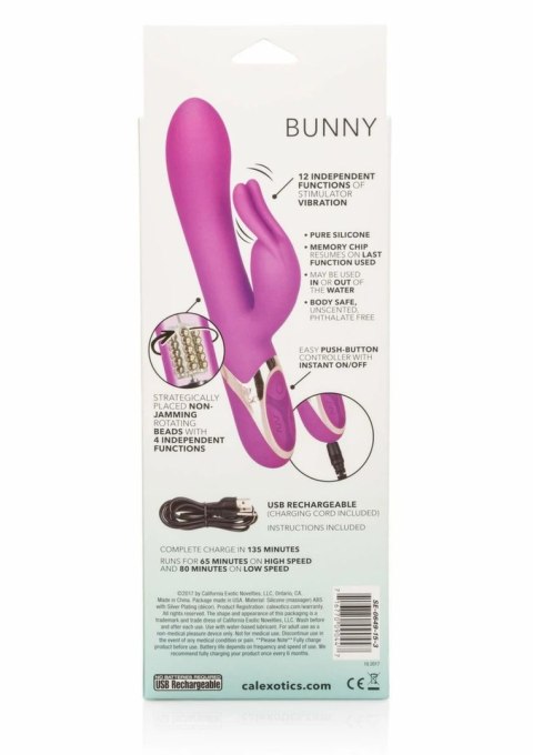 Enchanted Bunny silikonowy masażer dwufunkcyjny 12 trybow fioletowy