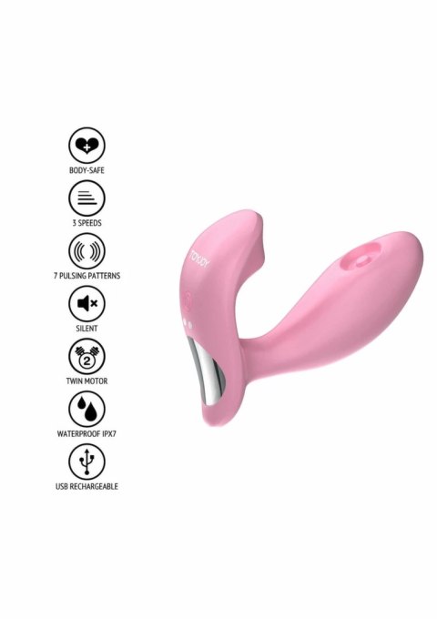 ToyJoy Flamingo Pulsating G-spot Vibrator L-kształtny model pulsujący rożowy