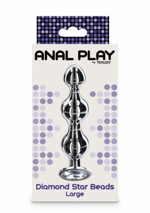 TOYJOY Diamond Star Beads Large metalowy plug z kryształem 3-kulkowy