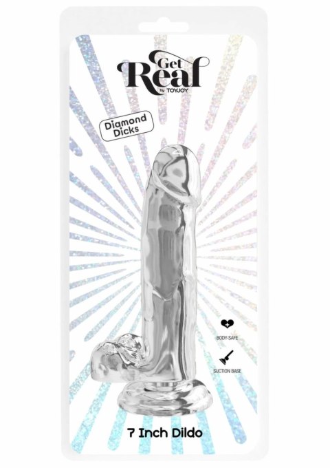 TOYJOY Get Real Clear Dildo TPE 18 cm - przezroczysty, z przyssawką