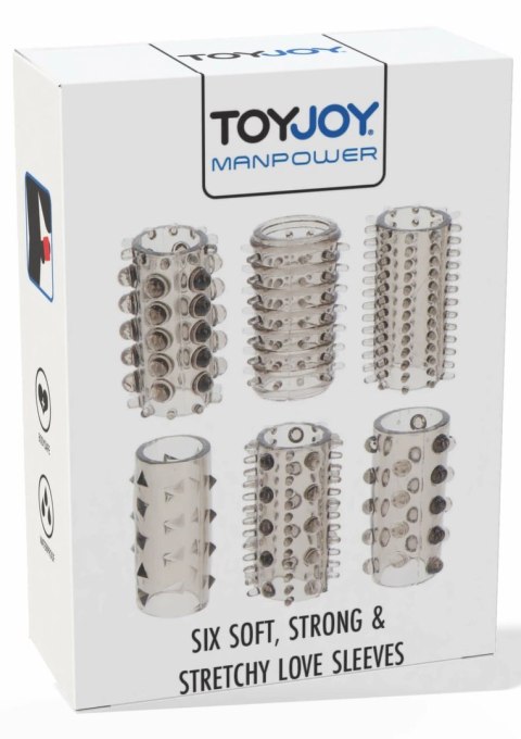 TOYJOY Power Sleeve Set 6 elastycznych nakładek TPE wodoodpornych