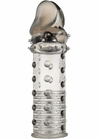 TOYJOY Power Stud Sleeve - transparentna nakładka z wypustkami TPE uniwersalna