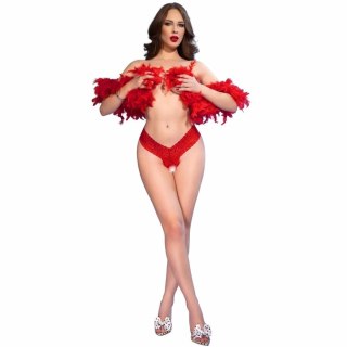 Chilirose CR 4885 Czerwone stringi z otwartym krokiem S koronka
