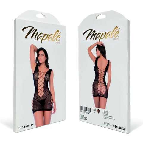 Mapele Cutout Fishnet Chemise czarna siateczkowa sukienka One Size