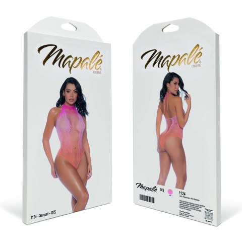 Mapele Floral Halter Ombre Bodysuit Sunset Jednokolorowy Siateczkowy