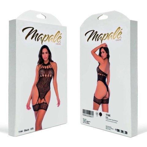 Mapele Leopard Bodysuit Halter Siatka Czarny Uniwersalny