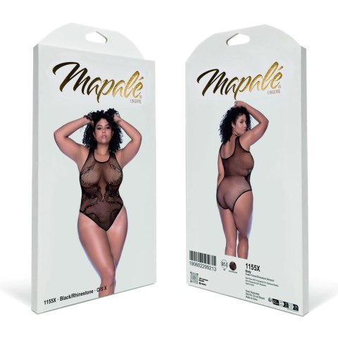 Mapele Snake Fishnet Body z Cyrkoniami Queen Size Czarny