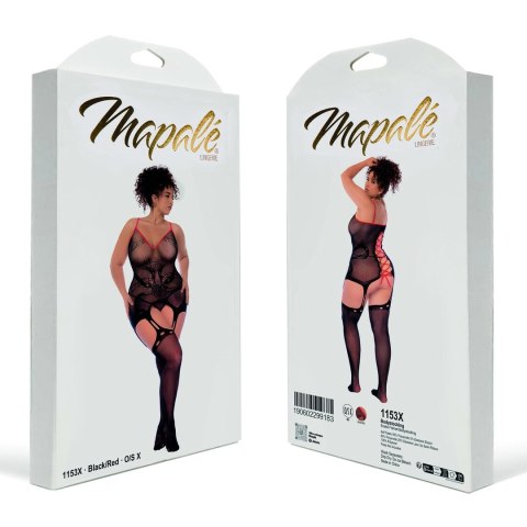 Mapele Snake Rose Bodystocking Queen Size czarno-czerwony