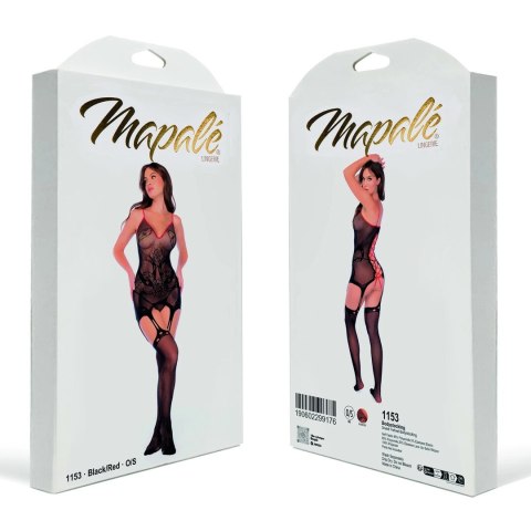 Mapele Snake Rose siateczkowy bodystocking czarno-czerwony uniwersalny
