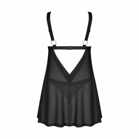 Obsessive Elianes Babydoll Czarny - elegancka koszulka z koronką