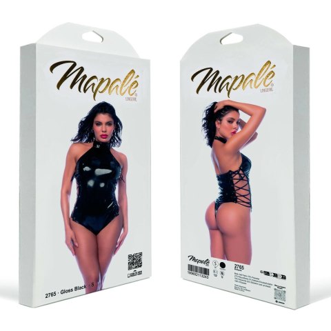 Allure Lace-up Halter Body L czarny połysk z wiązaniem bocznym