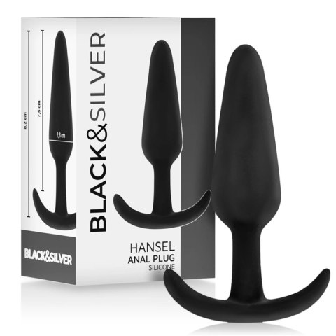 Black&Silver Hansel silikonowa zatyczka analna z małym uchwytem 8,2 cm