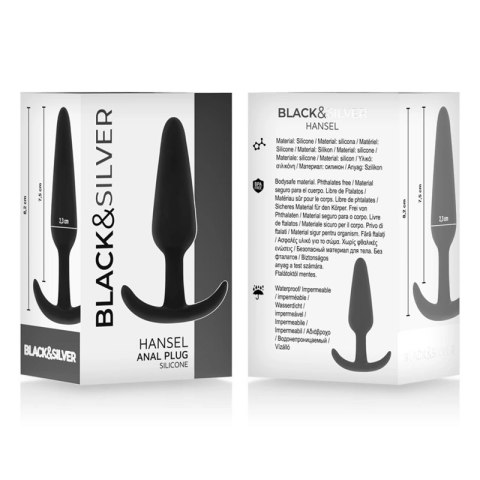 Black&Silver Hansel silikonowa zatyczka analna z małym uchwytem 8,2 cm