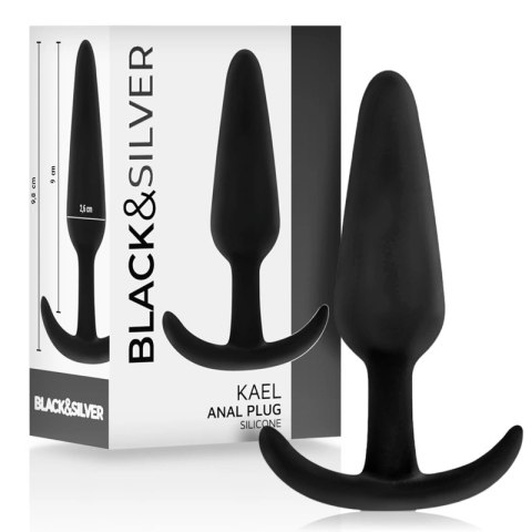 Black&Silver Kael silikonowy stymulator analny z ergonomicznym uchwytem, średni