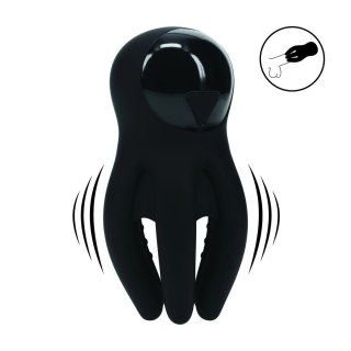 LEVELZ Wibrujący silikonowy stymulator głowki z wypustkami, czarny