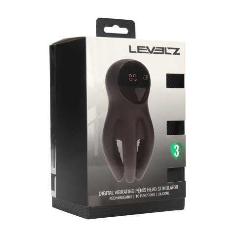 LEVELZ Wibrujący silikonowy stymulator głowki z wypustkami, czarny