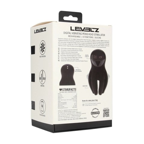 LEVELZ Wibrujący silikonowy stymulator głowki z wypustkami, czarny
